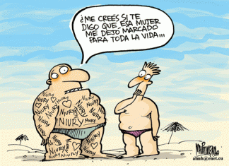 Humor en caricatura de Martirena: Marcado