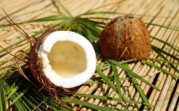 Los cocos de mi infancia coco cortado con palmas