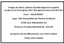 Asamblea regional en español de los Testigos de Jehová en Montreal