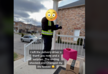 Canadá: Repartidor sordo fue sorprendido durante una entrega con una carta y un regalo